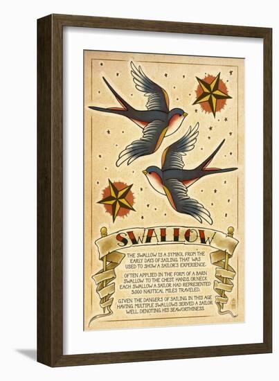 Tattoo Flash Sheet - Swallow-Lantern Press-Framed Art Print