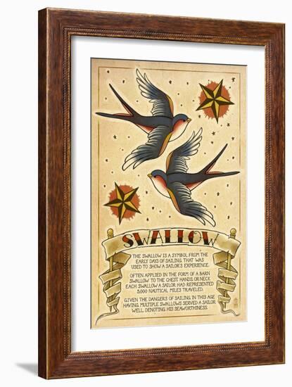 Tattoo Flash Sheet - Swallow-Lantern Press-Framed Art Print