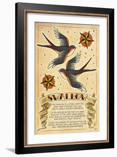 Tattoo Flash Sheet - Swallow-Lantern Press-Framed Art Print