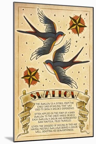 Tattoo Flash Sheet - Swallow-Lantern Press-Mounted Art Print