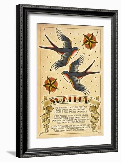 Tattoo Flash Sheet - Swallow-Lantern Press-Framed Art Print