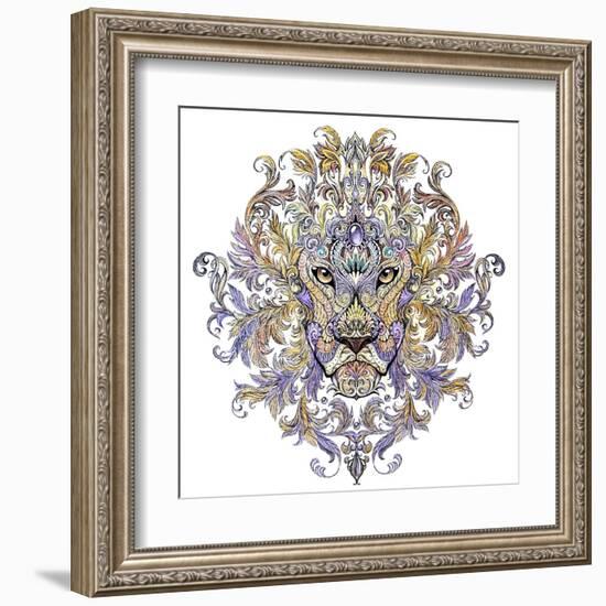 Tattoo, Graphics Head of A Lion with A Mane-Vensk-Framed Art Print