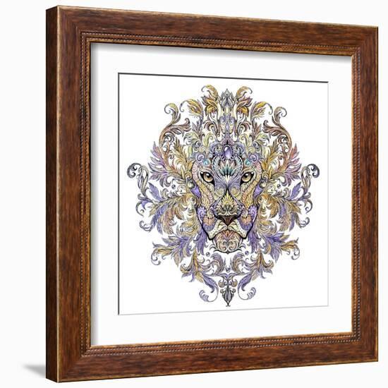 Tattoo, Graphics Head of A Lion with A Mane-Vensk-Framed Art Print