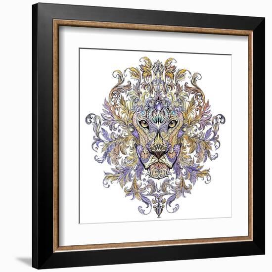 Tattoo, Graphics Head of A Lion with A Mane-Vensk-Framed Art Print