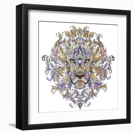 Tattoo, Graphics Head of A Lion with A Mane-Vensk-Framed Art Print