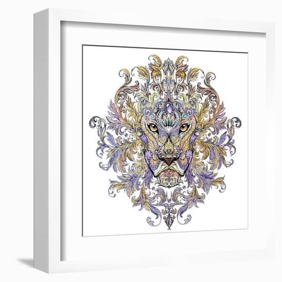 Tattoo, Graphics Head of A Lion with A Mane-Vensk-Framed Art Print