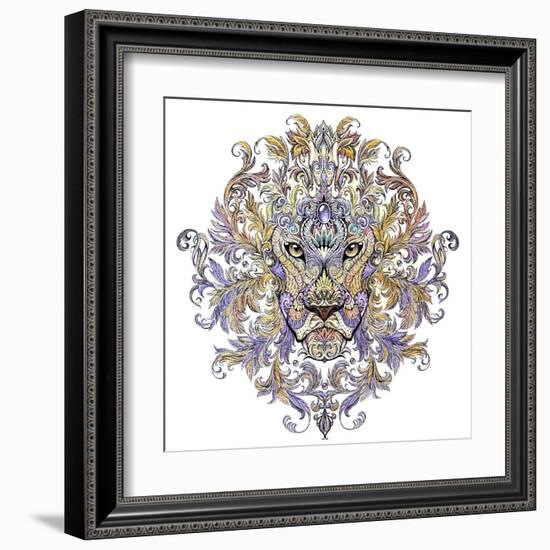 Tattoo, Graphics Head of A Lion with A Mane-Vensk-Framed Art Print