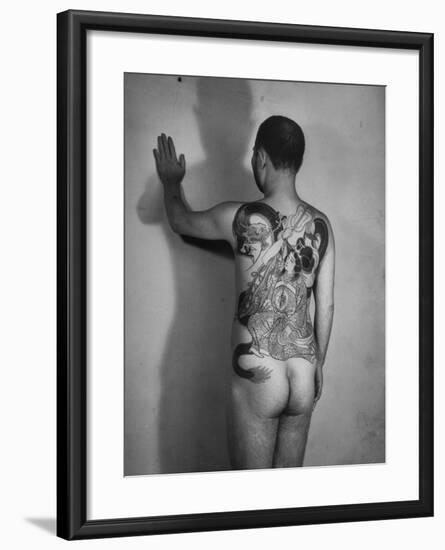 Tattoo of a Buddhist Goddess of Happiness on Back of Japanese Boss Gambler-null-Framed Photographic Print