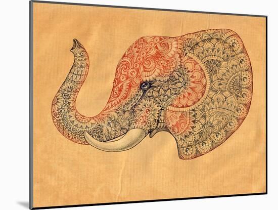 Tattoo Profile Elephant with Patterns and Ornaments-Vensk-Mounted Art Print
