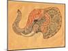 Tattoo Profile Elephant with Patterns and Ornaments-Vensk-Mounted Art Print