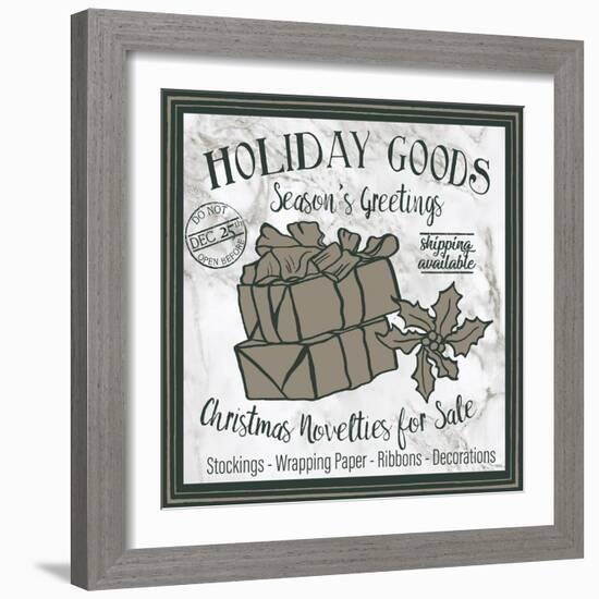 Taupe Christmas Sign III-Elizabeth Medley-Framed Art Print