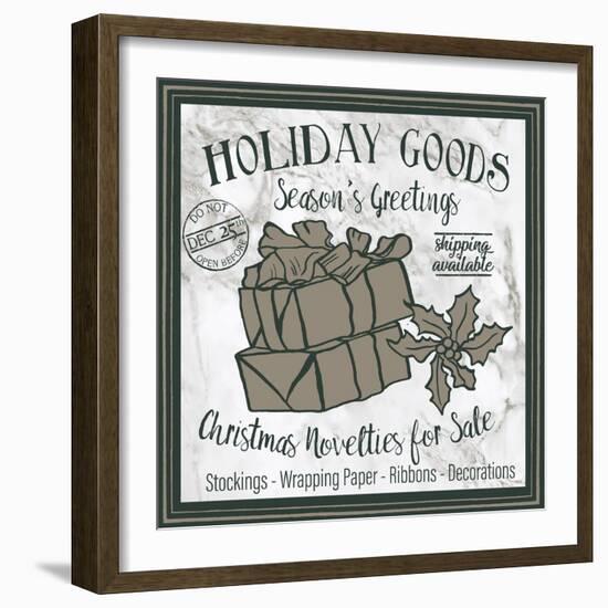 Taupe Christmas Sign III-Elizabeth Medley-Framed Art Print