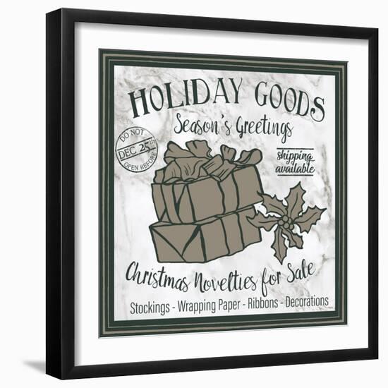 Taupe Christmas Sign III-Elizabeth Medley-Framed Art Print