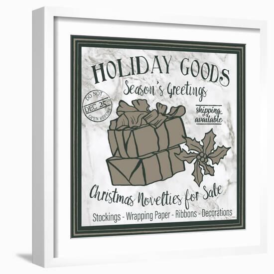 Taupe Christmas Sign III-Elizabeth Medley-Framed Art Print