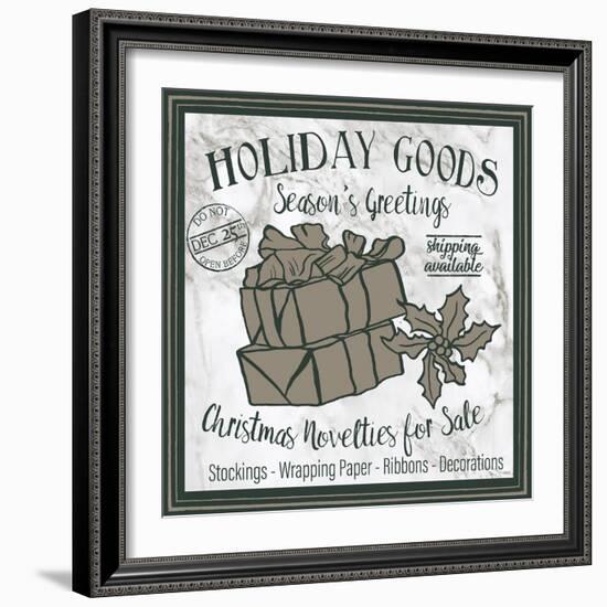 Taupe Christmas Sign III-Elizabeth Medley-Framed Art Print