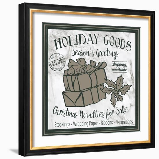 Taupe Christmas Sign III-Elizabeth Medley-Framed Art Print