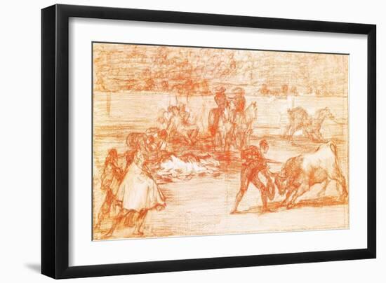 Tauromachie : Un Torero Se Prepare a Tuer En Utilisant Un Chapeau a La Place De La Muleta. Dessin A-Francisco Jose de Goya y Lucientes-Framed Giclee Print