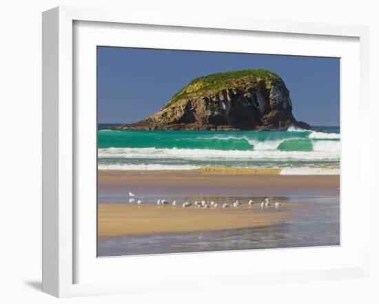 Tautuku Bay, Rocks, Gulls, Sandy Beach, Catlins, Otago, South Island, New Zealand-Rainer Mirau-Framed Photographic Print