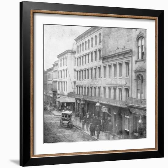 Tavern and Liquor Store Do Business on Sacramento Street-null-Framed Photographic Print