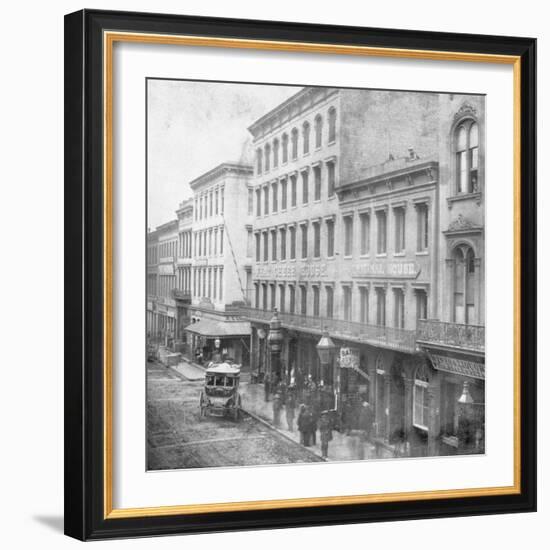 Tavern and Liquor Store Do Business on Sacramento Street-null-Framed Photographic Print