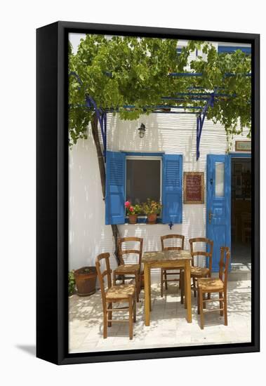 Tavern in Lefkes, Paros Island, Cyclades, Greece-Katja Kreder-Framed Premier Image Canvas