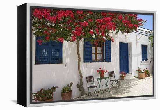 Tavern in Lefkes, Paros Island, Cyclades, Greece-Katja Kreder-Framed Premier Image Canvas