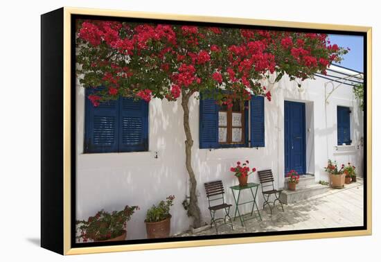 Tavern in Lefkes, Paros Island, Cyclades, Greece-Katja Kreder-Framed Premier Image Canvas