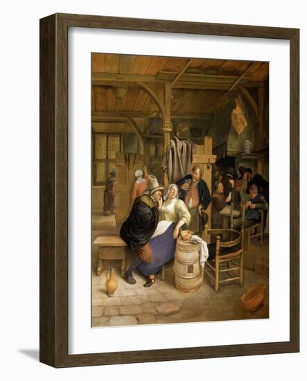 Tavern Interior with Card Players-Jan Havicksz. Steen-Framed Giclee Print