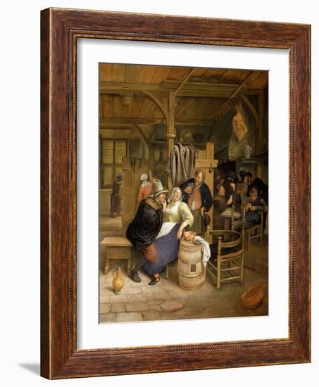 Tavern Interior with Card Players-Jan Havicksz. Steen-Framed Giclee Print