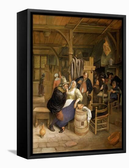 Tavern Interior with Card Players-Jan Havicksz. Steen-Framed Premier Image Canvas
