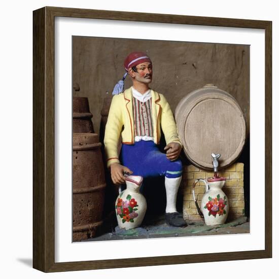 Tavern with Host, Barrel and Jugs, Figurines by Mario Mattia for Roman Nativity Scene, Italy-null-Framed Giclee Print