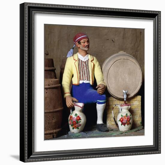 Tavern with Host, Barrel and Jugs, Figurines by Mario Mattia for Roman Nativity Scene, Italy-null-Framed Giclee Print