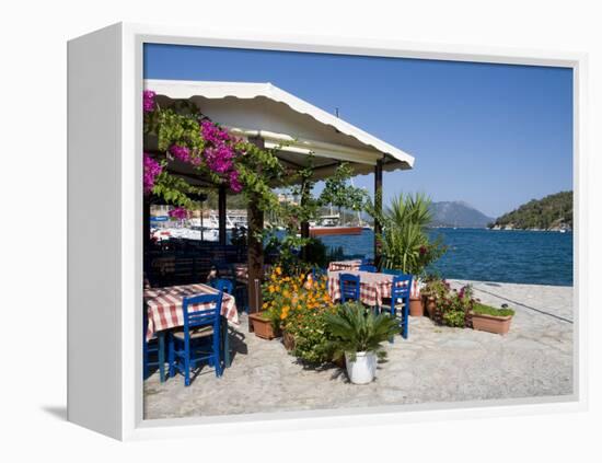 Taverna, Vathi, Meganisi, Ionian Islands, Greek Islands, Greece, Europe-Robert Harding-Framed Premier Image Canvas