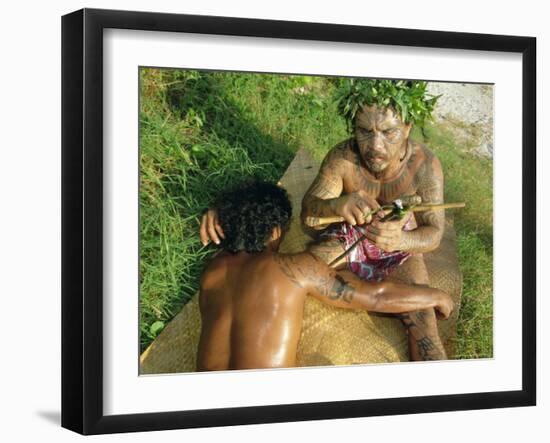 Tavita Manea, Tattooer, Moorea, Society Islands, French Polynesia, South Pacific Islands, Pacific-Sylvain Grandadam-Framed Photographic Print