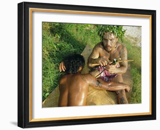 Tavita Manea, Tattooer, Moorea, Society Islands, French Polynesia, South Pacific Islands, Pacific-Sylvain Grandadam-Framed Photographic Print