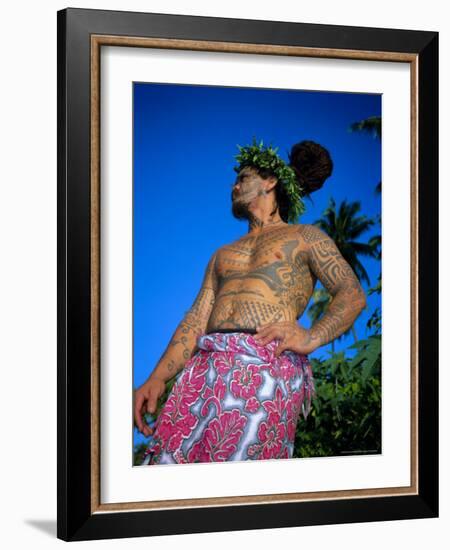 Tavita Manea, the Tattooed Tattoer, Moorea, Society Islands, French Polynesia-Sylvain Grandadam-Framed Photographic Print