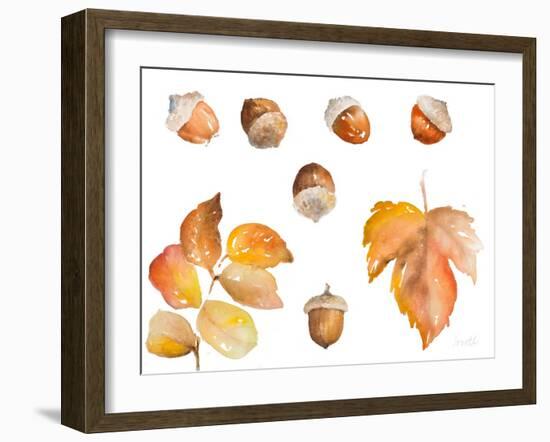 Tawny Autumn Leaves and Acorns-Lanie Loreth-Framed Art Print