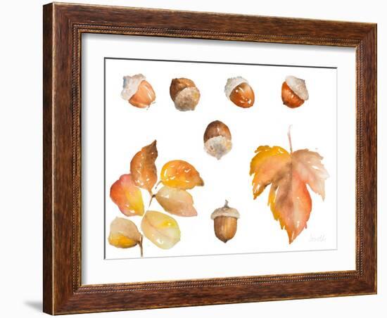 Tawny Autumn Leaves and Acorns-Lanie Loreth-Framed Art Print