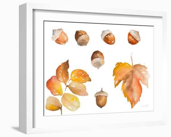 Tawny Autumn Leaves and Acorns-Lanie Loreth-Framed Art Print