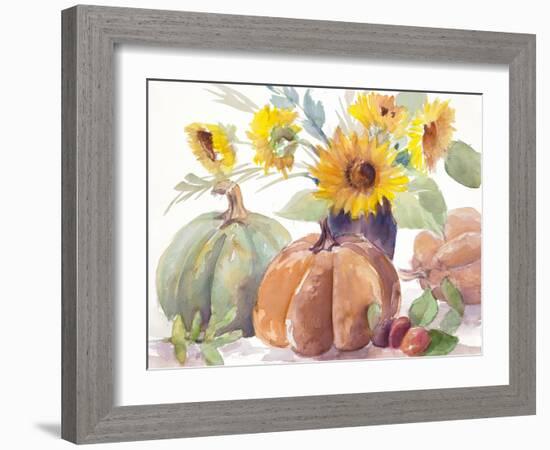 Tawny Sunflowers and Pumpkins-Lanie Loreth-Framed Art Print