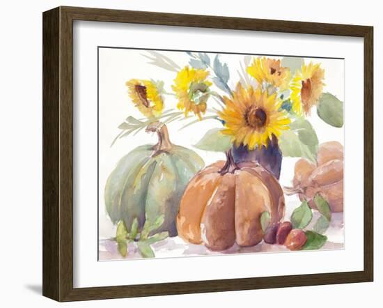 Tawny Sunflowers and Pumpkins-Lanie Loreth-Framed Art Print