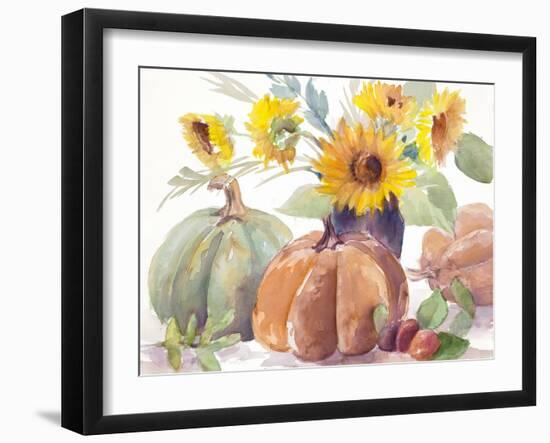 Tawny Sunflowers and Pumpkins-Lanie Loreth-Framed Art Print