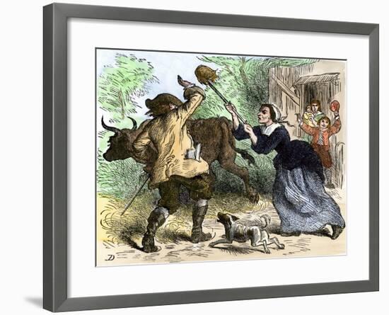 Tax-Collector Beaten Off by an Angry Carolina Colonist-null-Framed Giclee Print