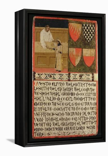 Tax Collector with Taxpayer, 1340-Ambrogio Lorenzetti-Framed Premier Image Canvas