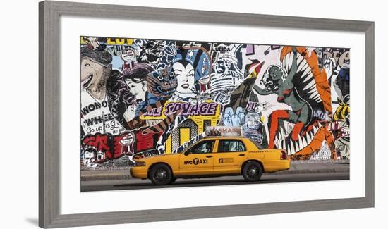 Taxi and mural painting in Soho, NYC-Michel Setboun-Framed Giclee Print