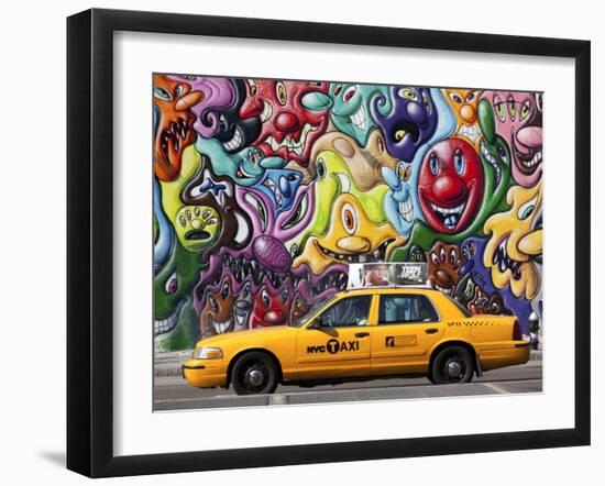 Taxi and mural painting in Soho, NYC-Michel Setboun-Framed Giclee Print