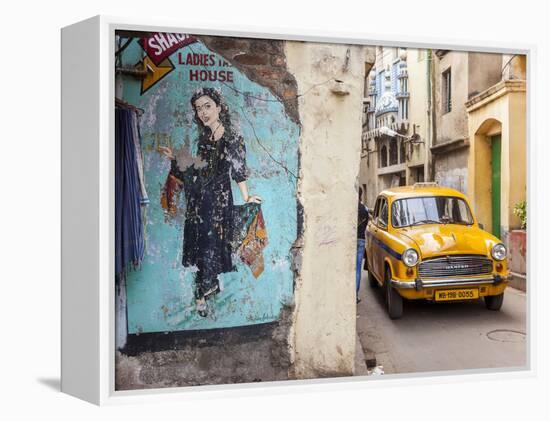 Taxi and Street Scene, Kolkata (Calcutta), West Bengal, India-Peter Adams-Framed Premier Image Canvas