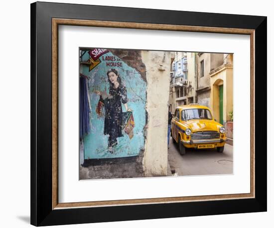 Taxi and Street Scene, Kolkata (Calcutta), West Bengal, India-Peter Adams-Framed Photographic Print