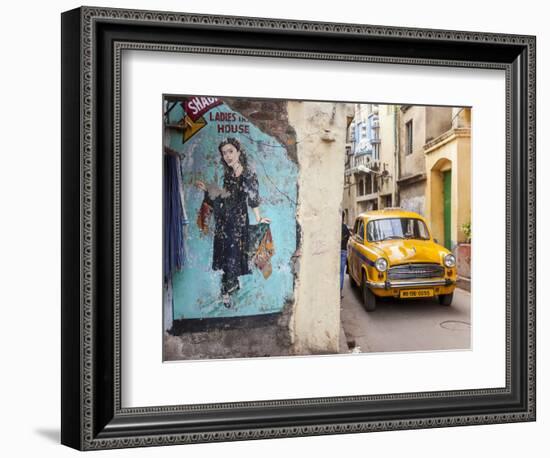 Taxi and Street Scene, Kolkata (Calcutta), West Bengal, India-Peter Adams-Framed Photographic Print