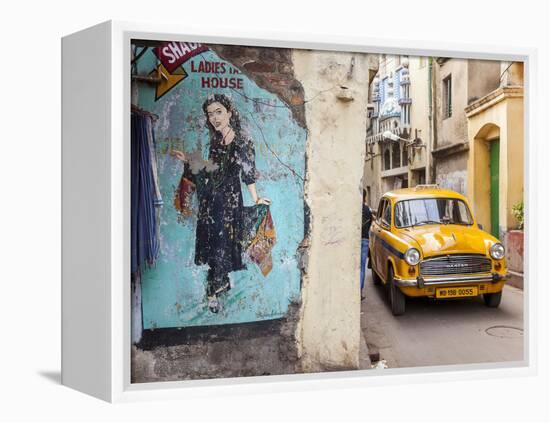 Taxi and Street Scene, Kolkata (Calcutta), West Bengal, India-Peter Adams-Framed Premier Image Canvas